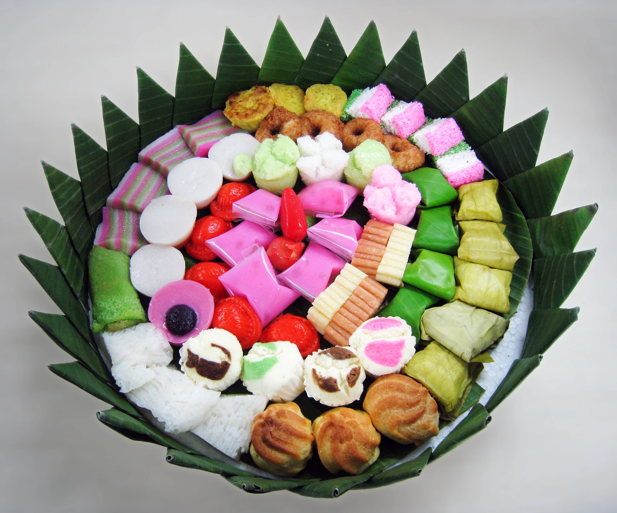 Jajan pasar, a colourful assortment of traditional Indonesian cakes commonly found at local markets and neighbourhood stalls