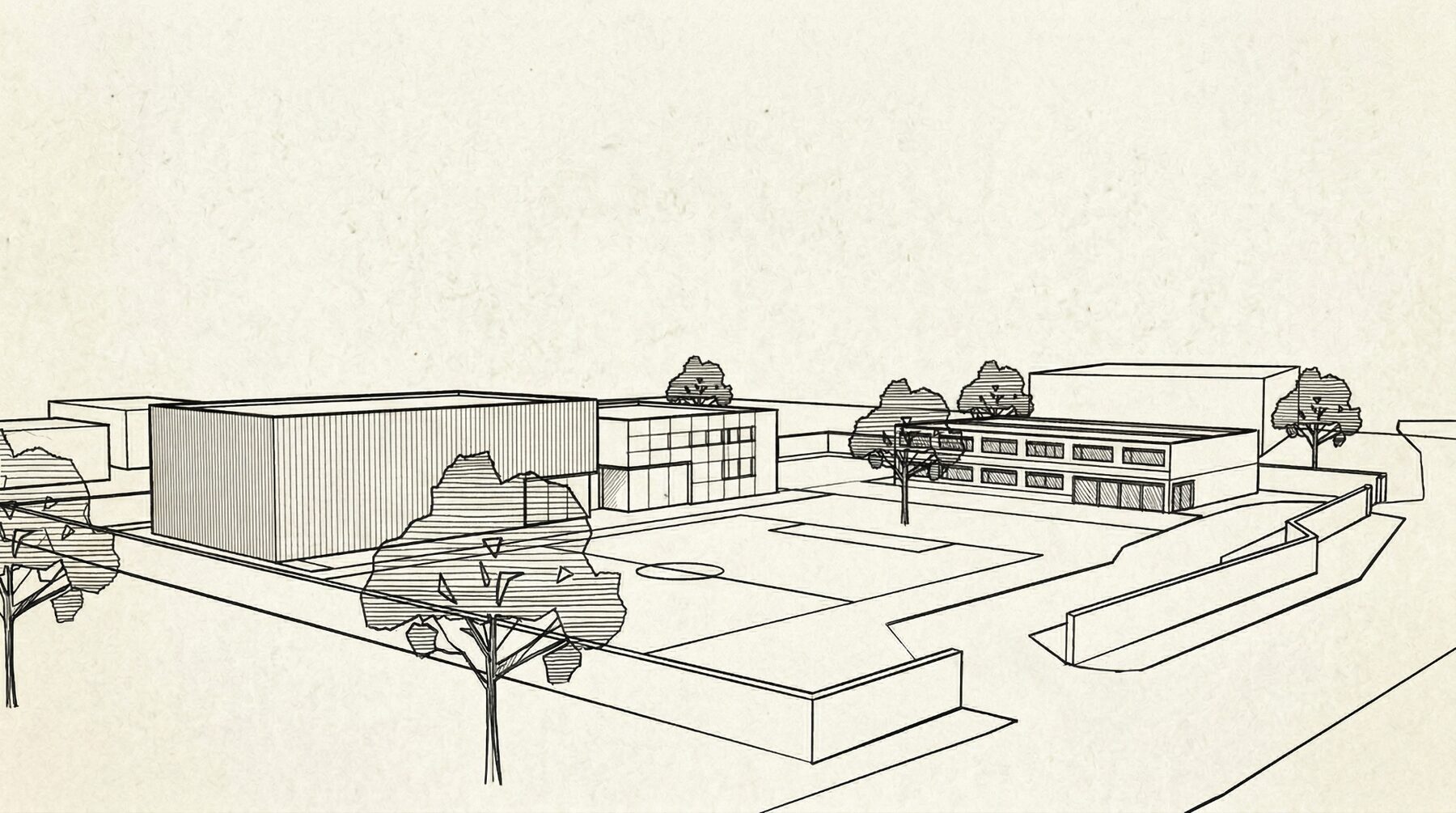 Architectural sketch of the ISJ Senior Campus in Pondok Indah